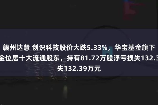 赣州达慧 创识科技股价大跌5.33%，华宝基金旗下1只基金位居十大流通股东，持有81.72万股浮亏损失132.39万元