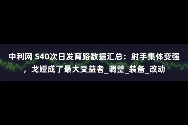 中利网 S40次日发育路数据汇总：射手集体变强，戈娅成了最大受益者_调整_装备_改动